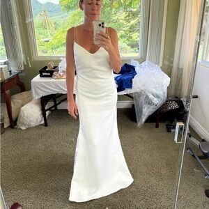 Elegant White Satin Dress